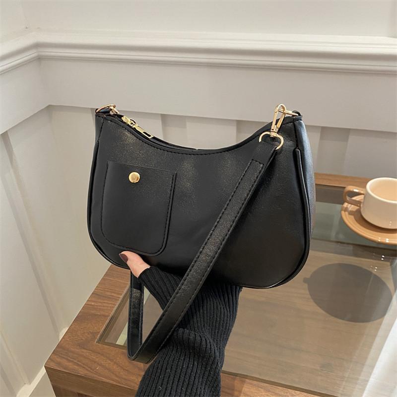 Texture Minimalist Niche Single Shoulder Underarm Bag Crossbody With Closure Zip