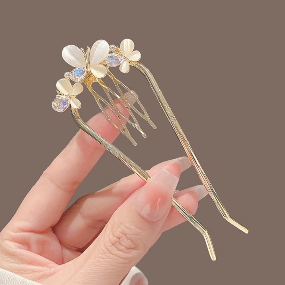 1pc Butterfly U-Shaped Hair Fork Combs Pearl Hair Sticks Hair Clip Hairpins Women Girl Hair Accessories Ornament Styling Tool
