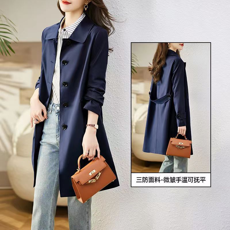 Double-layer Trench Coat Women's Medium and Long 2024 Spring and Autumn Models Small Fashion Age Reduction Temperament Casual Slim Tooling Jacket
