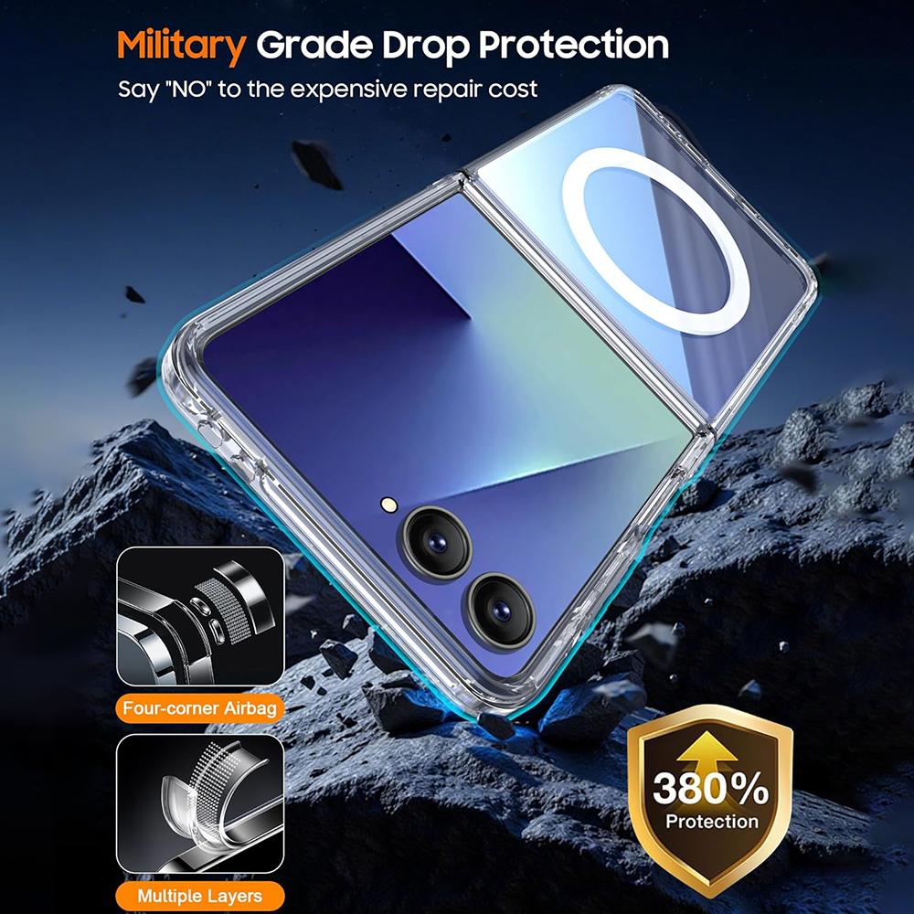 Wireless Charging Hard+Soft Clear Magnetic Case For Samsung Galaxy Z Flip7 Flip 7 G Shockproof Back Phone Cover
