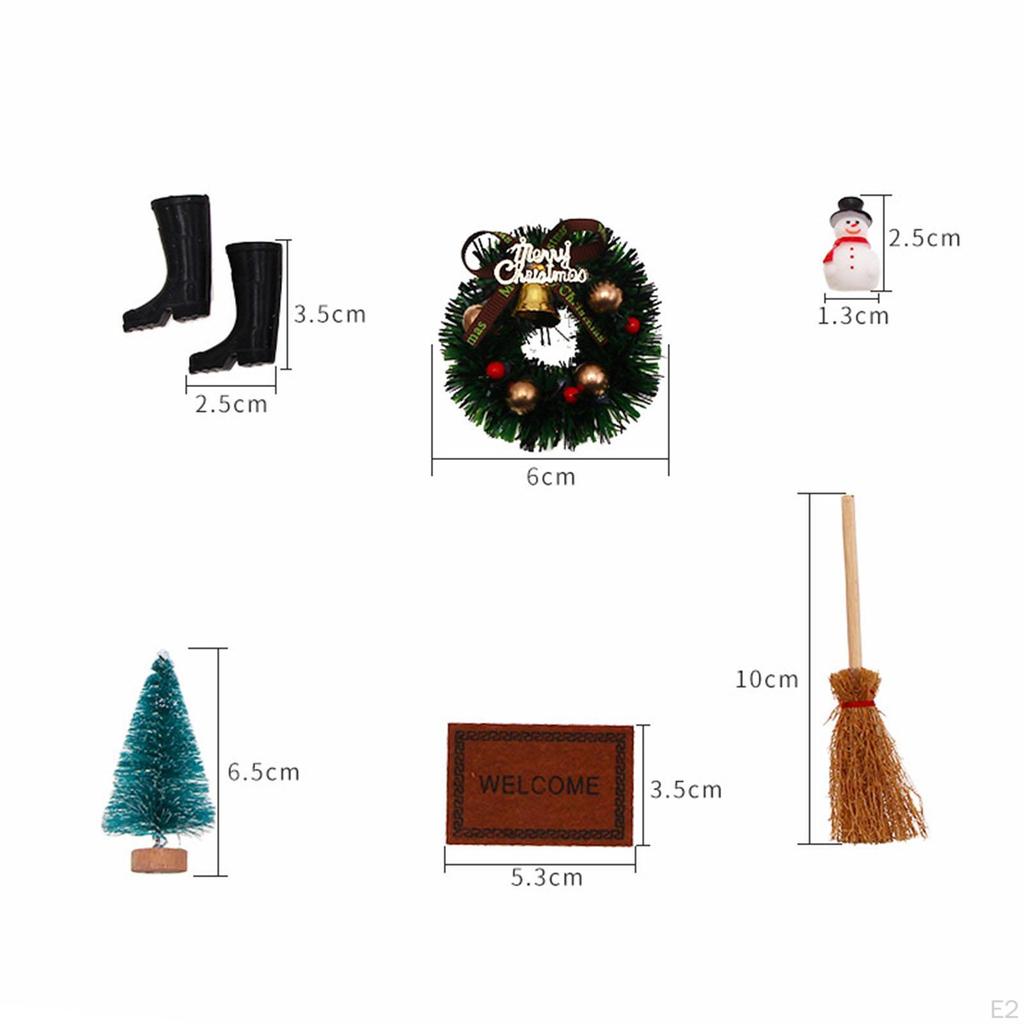 6Pcs Snowman Set Dollhouse Christmas Decor Scenes DIY Fairy Garden Micro Landscape Ornament for