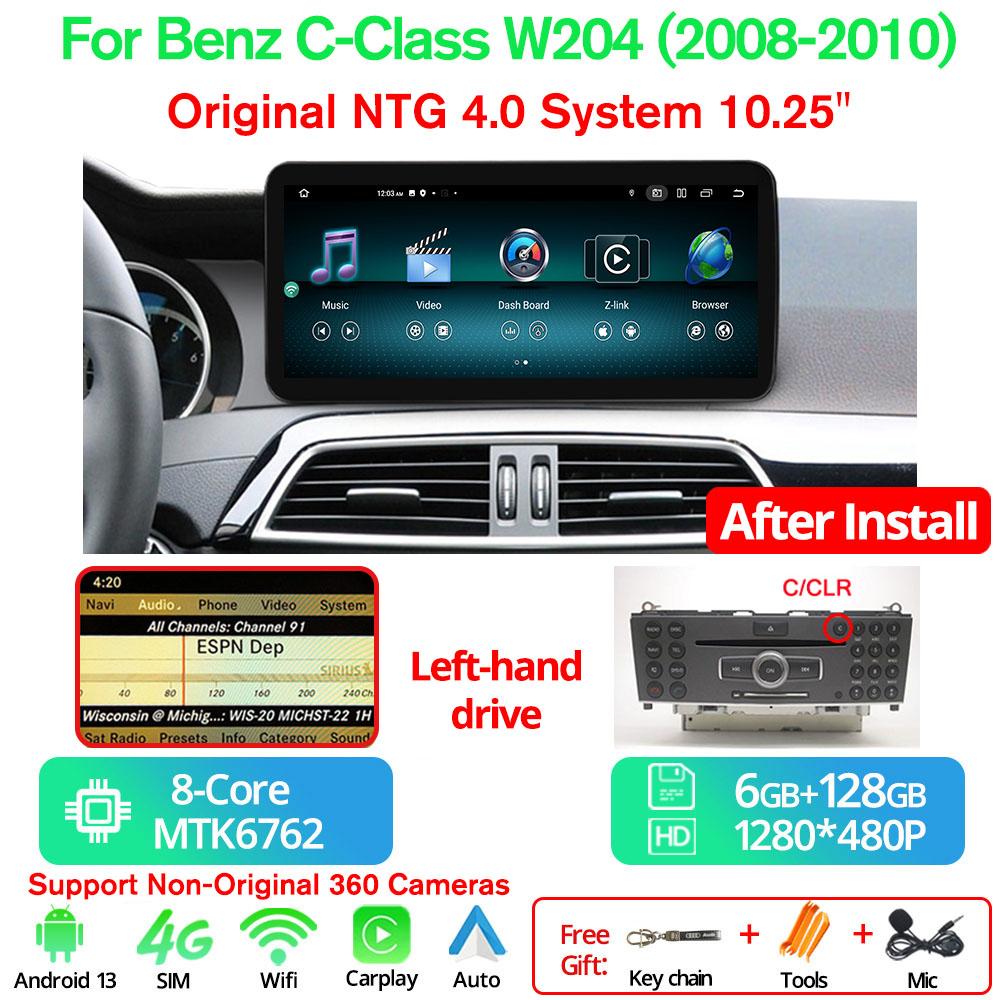10.25'' Android 13 Car Radio For Mercedes C Class W204 W205 2008-2018 LHD Multimedia GPS Player Carplay Auto Screen BT
