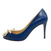 Offene Zehenpartie Zweifarbiges Band Leder Dolore Pumps Marineblaues Leder Damen Gebraucht