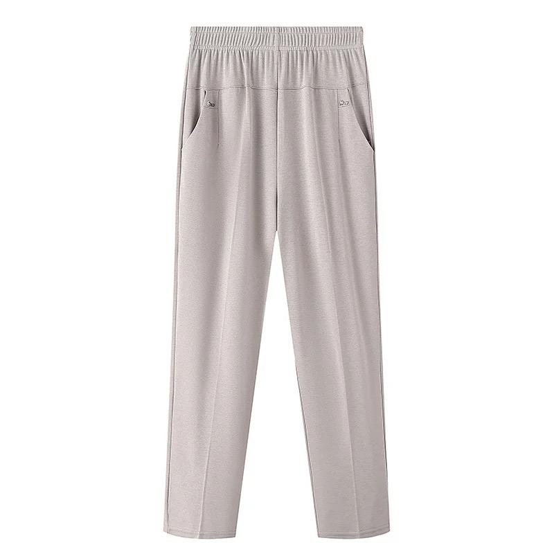 Middle Aged Women's Pants Summer Thin High Waiste Elastic Loose Straight Pants Casual Trousers