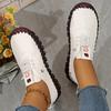 Handmade Women's Casual Sports Shoes, Lightweight and Suitable for All Seasons with Solid Color Lace Up Shoes, Round Toe and Comfortable PU Sole