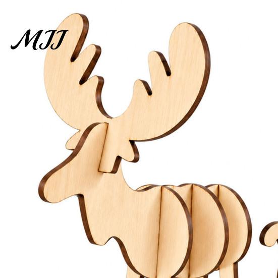 Creative Painting Project for Christmas Wooden Elk and Sleigh Tabletop Ornament, DIY Wood Art Craft Natural Gift Children Festive Holiday Decoration,