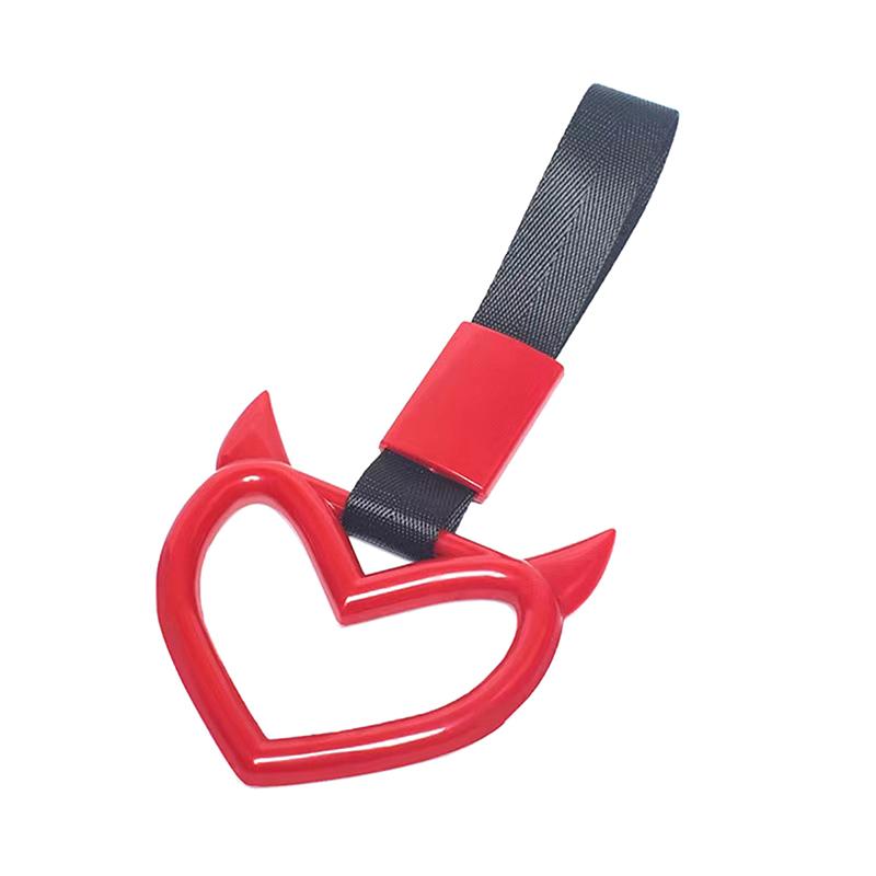 1Pcs Newhandle Ring Heart Train Bus Hand Strap Styling Drift Charm Car Warning Tow Strap Hook Sticker
