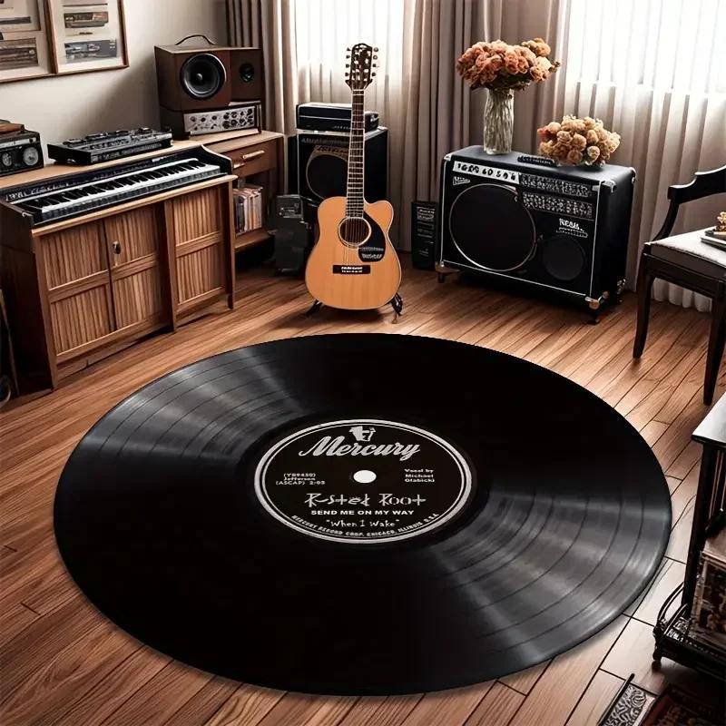 

VIKAMA Black CD Rug Comfortably Soft and Warm Noise-Reducing Study/Office Floor Mat Living Room Coffee Table Rug Home Furnishing 80cmx80cm