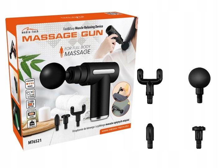 Pistolet Do Masażu Masażer Do Pleców Ciała Massage Gun Mt6521 4 Głowice