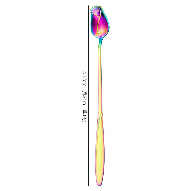 Stainless Steel Rose Flower Long Handle Coffee & Teaspoon