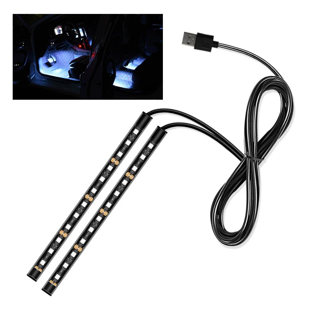 Autolichter 24 LED-Leiste Automotive Strip Universal Stimmungs-Fußlicht Zigarettenanzünder USB Dekorative Atmosphärenlampe Signalleuchte