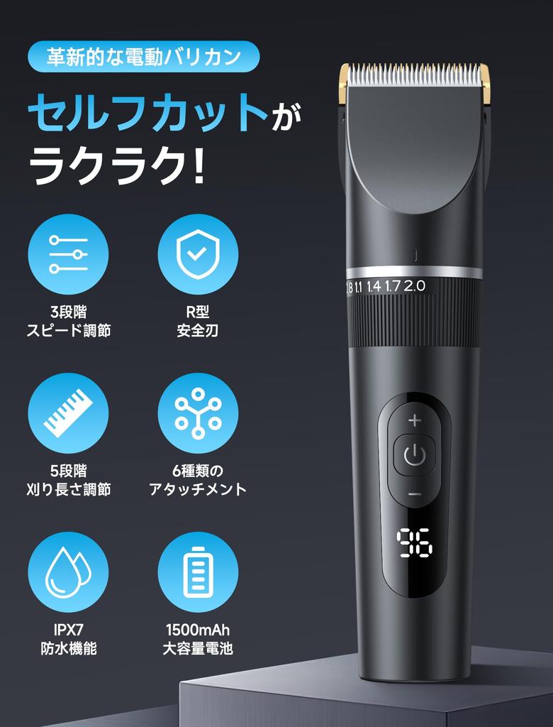 New for USB Rechargeable Electric Hair Clipper for 5 Adjustable 3 LED Large Automatic 6 Guide Low IPX7 Suitable for Home Professional and Lightweight