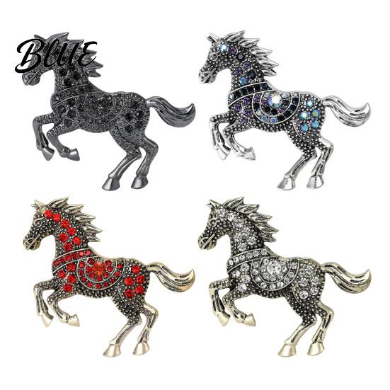 Horse Lover Gift Idea Brooch Retro Style Sparkling Rhinestones Alloy