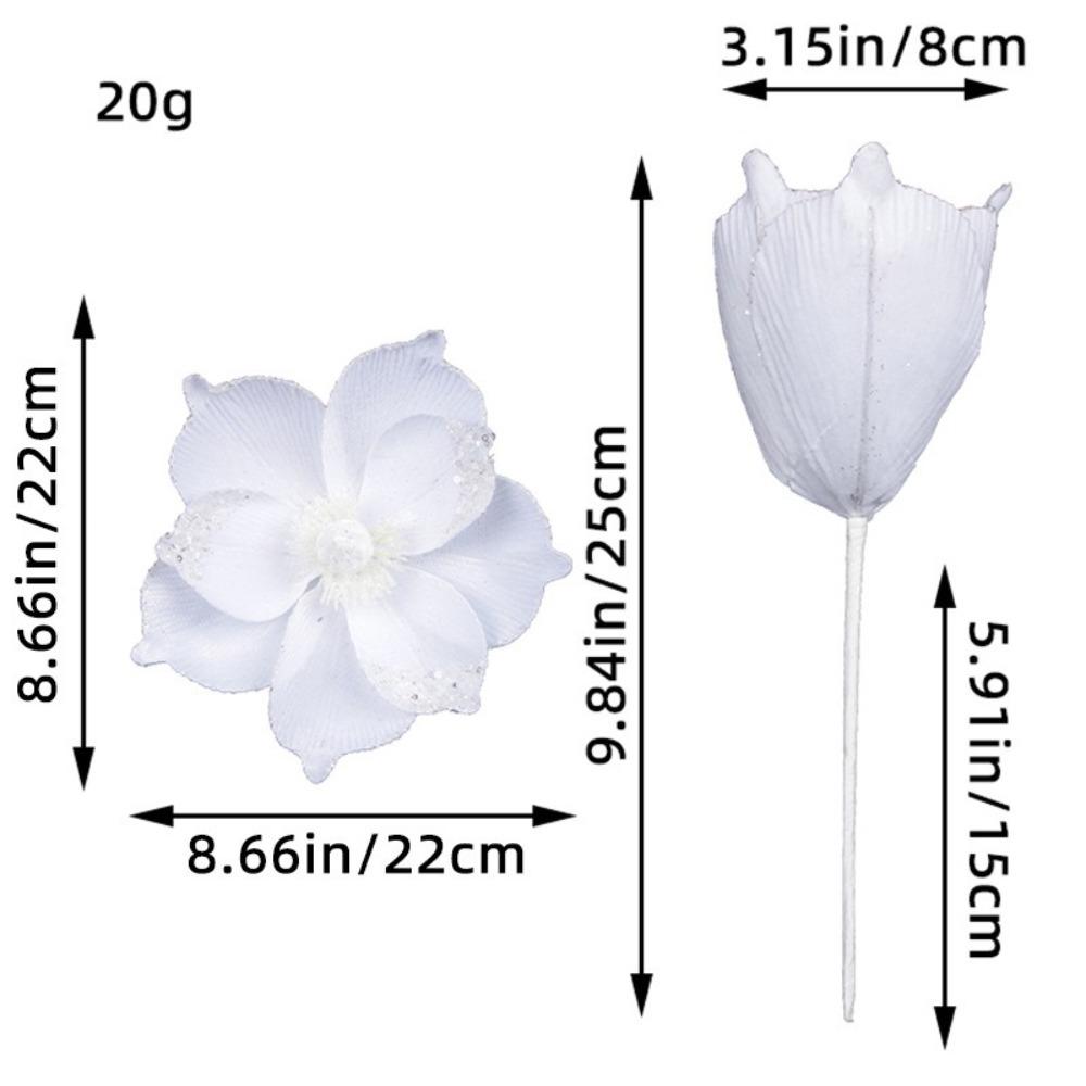 New 22cm Christmas Flowers DIY Fake Flowers Poinsettia Glitter Flower Merry Christmas Wedding Decor Xmas Tree Decorations
