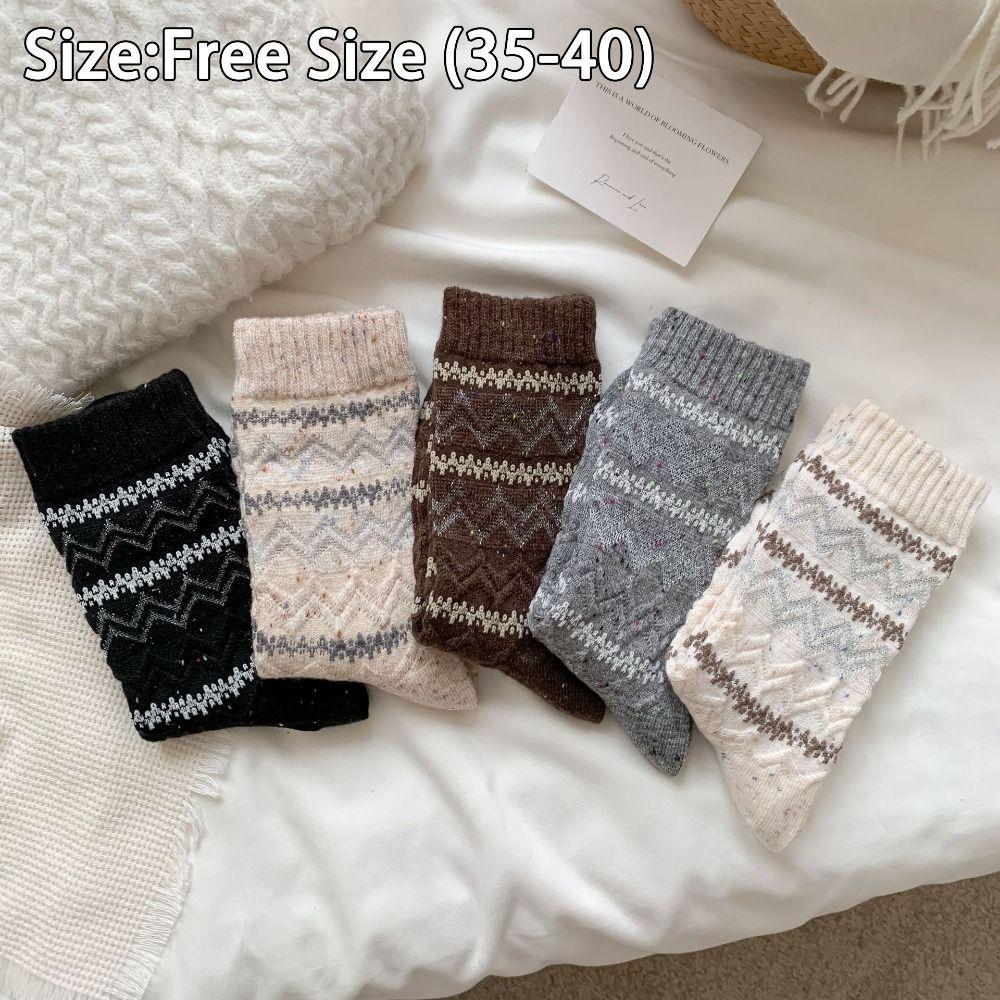 Chaussettes rayées mi-mollet Chaussettes longues chaudes Nouvelles chaussettes pour femmes Automne Hiver