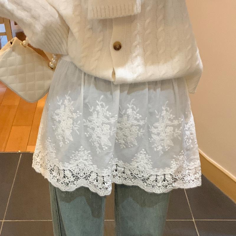 Women's Autumn/Winter White Lace Half Skirt: Fashionable, Versatile, Pure Cotton Inner Layer Essential