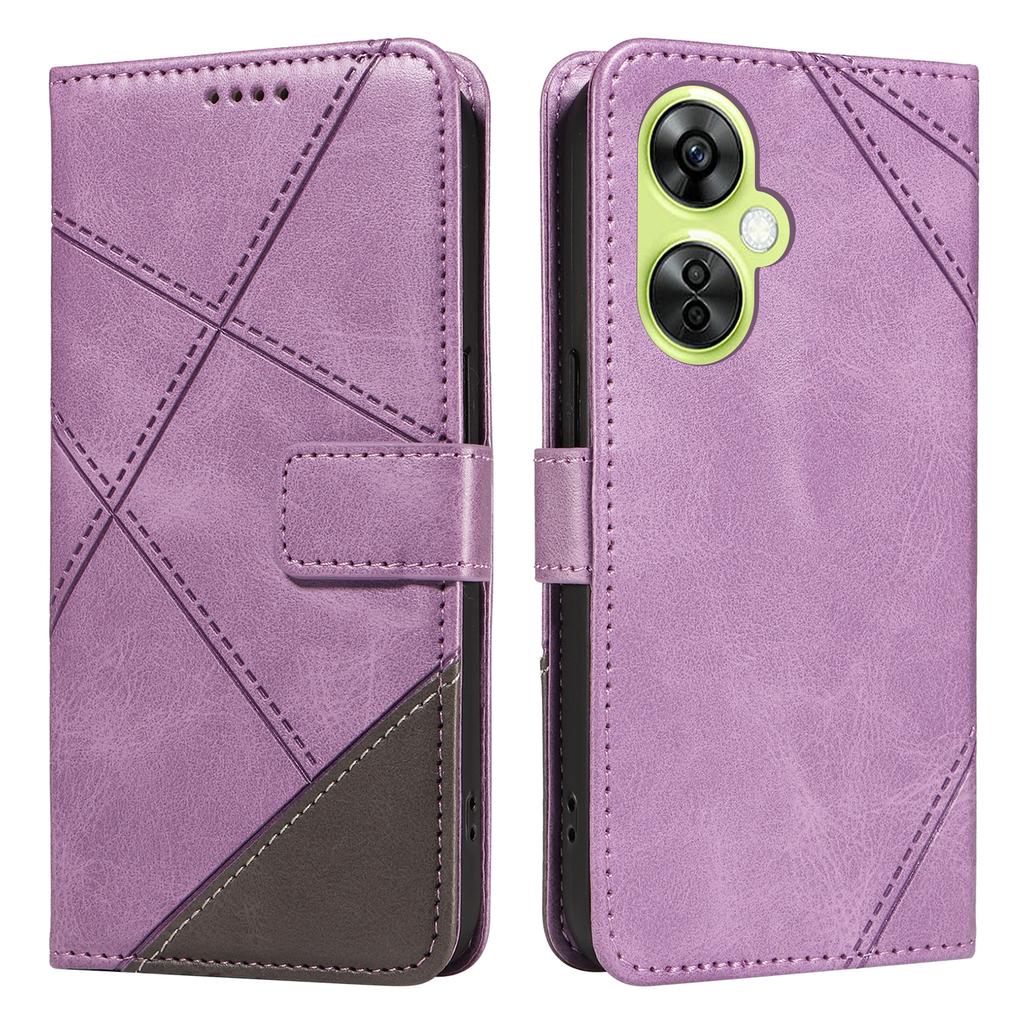 For OnePlus Nord N30 5G/Nord CE 3 Lite 5G Case Leather Geometric Line Wallet Phone Cover with Wrist Strap
