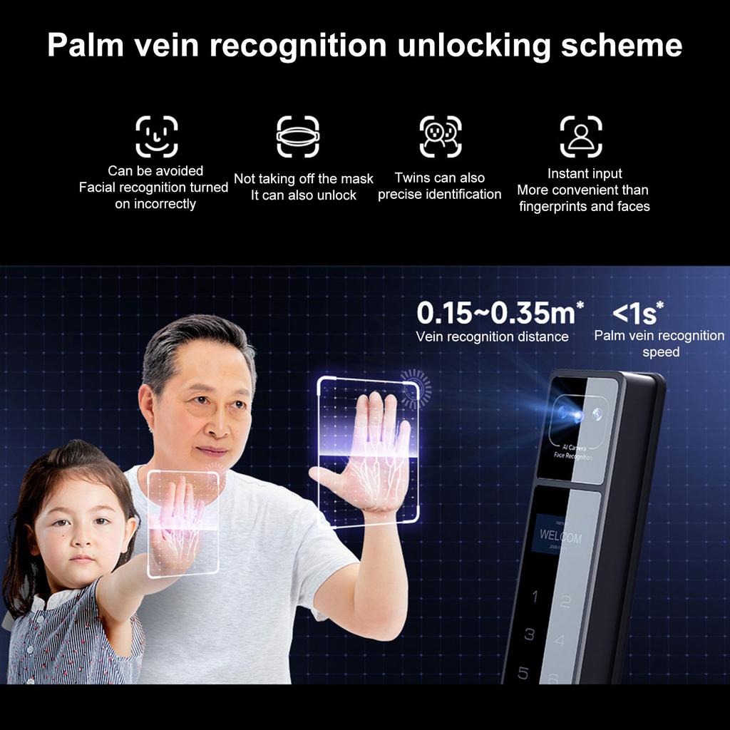 Smart Lock 2.4Ghz WiFi Keyless Entry   Handle Waterproof Aluminum Biometric     App for 40-120mm Thickness   Home Bedroom Door