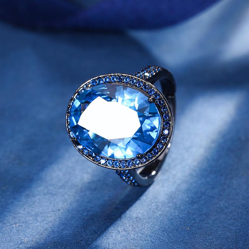 

Ювелирные изделия Медное основание Позолоченная Имитация Синяя Шпинель Черное Золото Персонализированный Набор 13 * 18-12 * 16