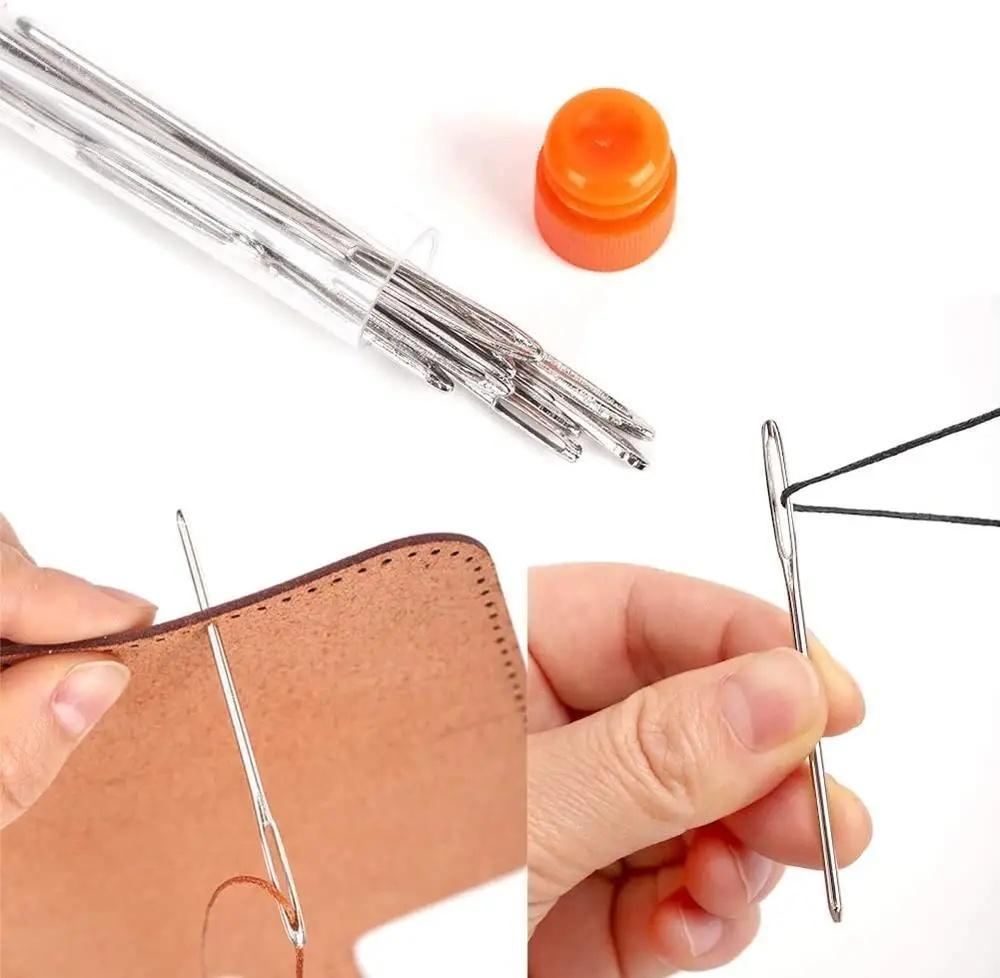 9 Pezzi Aghi da Cucito a Punta Smussata con Occhiello Grande Aghi da Punto Croce Maglia Ago per Ricamo in Pelle Fatto a Mano Accessori da Cucito