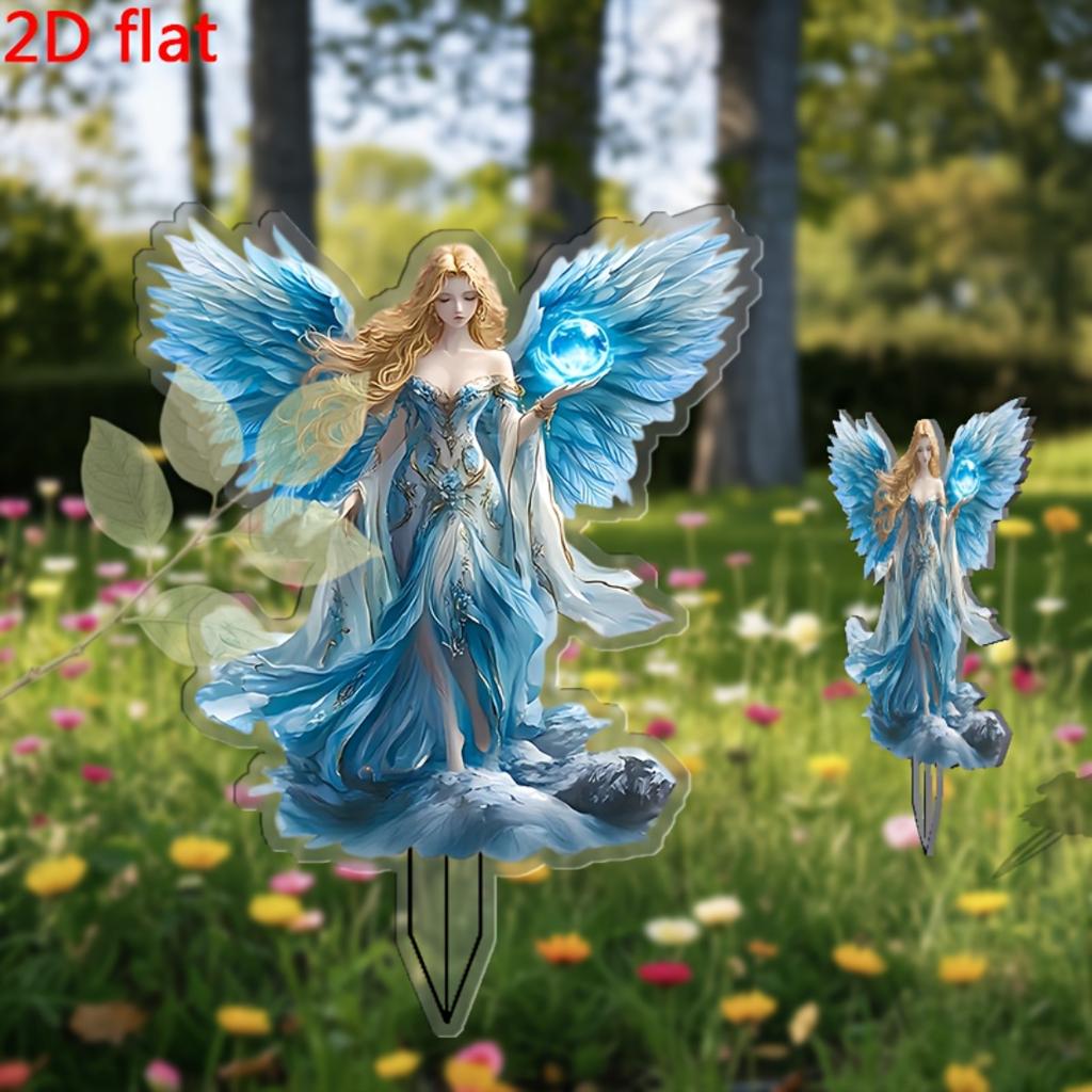 2D Flat Acrylic Ice Fairy Decorative Garden Stakes For Yard Entryway Potted Plant Home Gardening Sun Catcher Holiday Gift