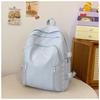 Basic Pink Nylon Student Backpack With Bow Design For School Use