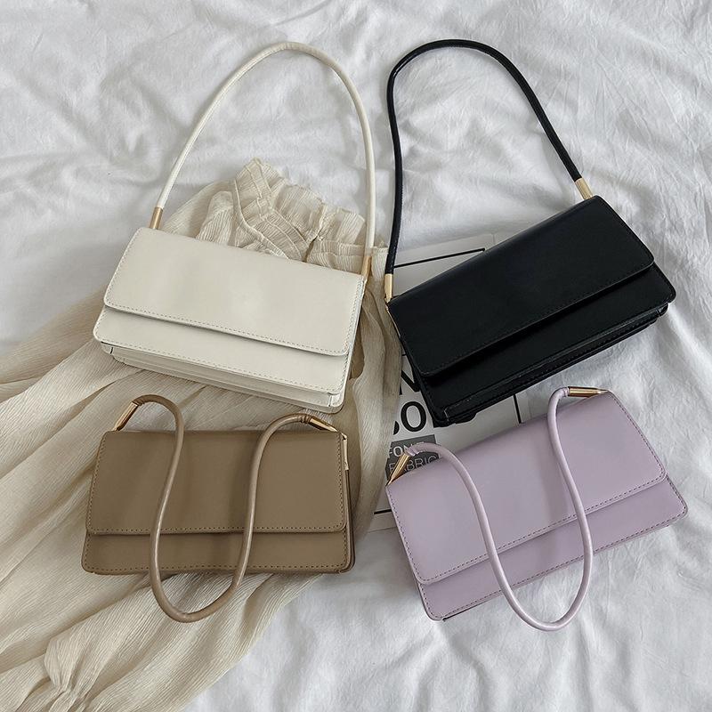 New Women'S Fashion Handbags Retro Solid Color Pu Leather Shoulder Underarm Bag Casual Women Hobos Handbags Trend Quality