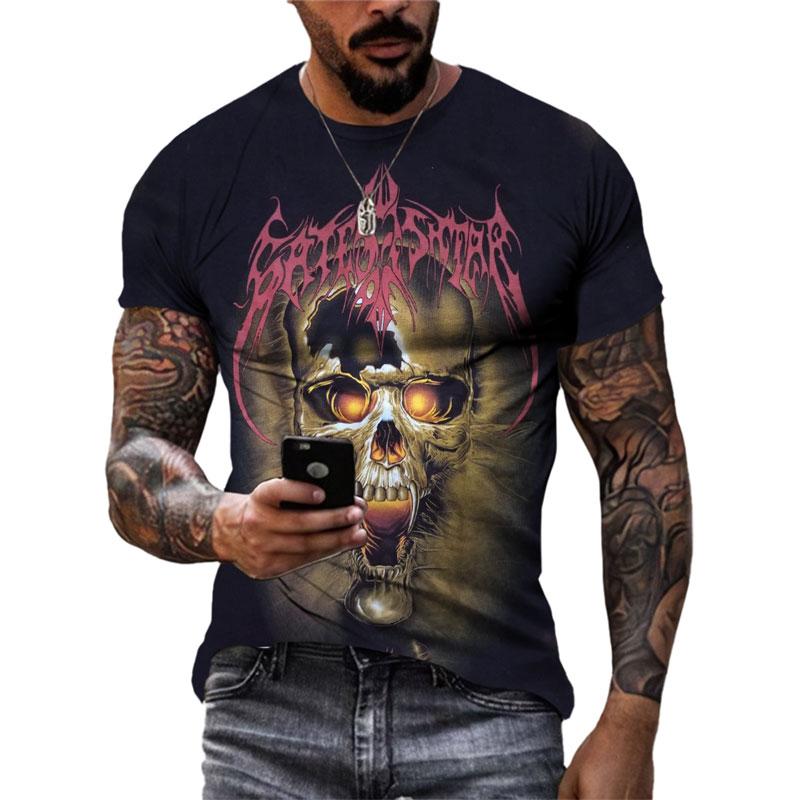 Evropa a Amerika Móda Cool vzor lebky Pánské tričko Léto Ležérní Teror trička s grafikou 3D tištěná osobnost Trička Topy