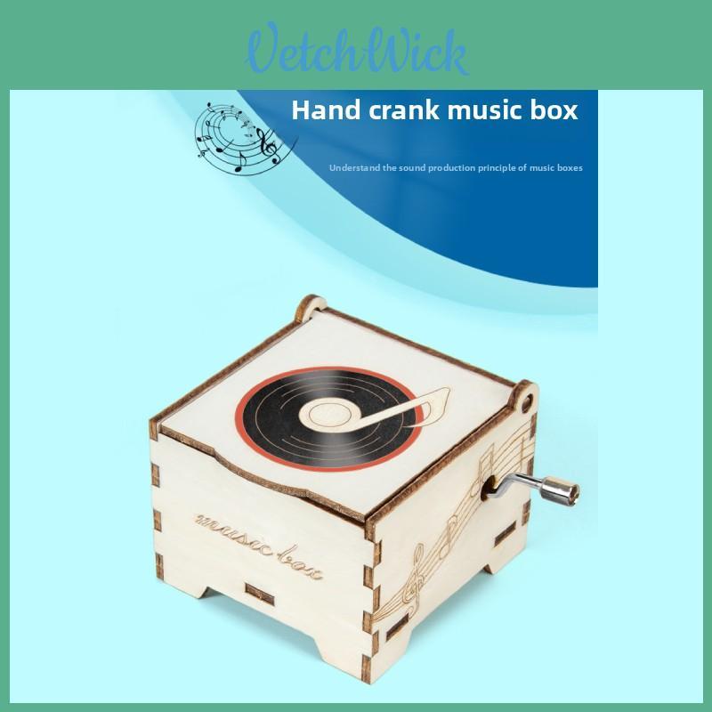 Wooden Assembly Hand Cranked Music Box Children Puzzle Toy Set For Childrens Educational Activities