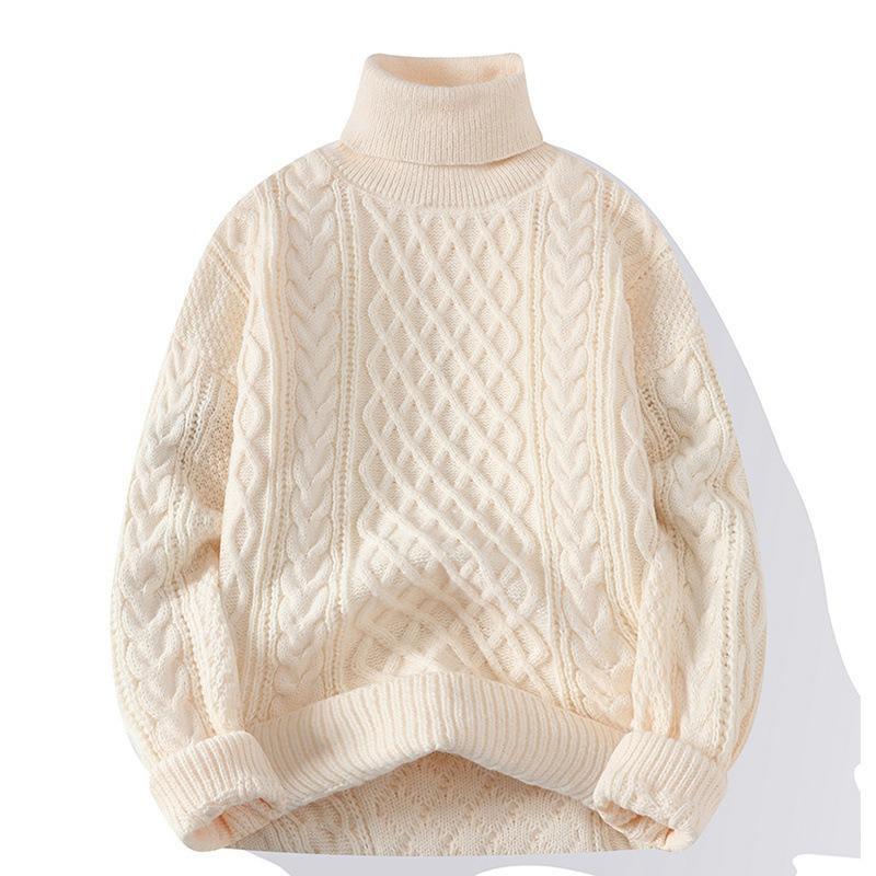 Sweater Men's 2 New Crew Neck Sweater Winter Solid Color Premium Knitted Sweater Couple Twisted Pullover Sweater