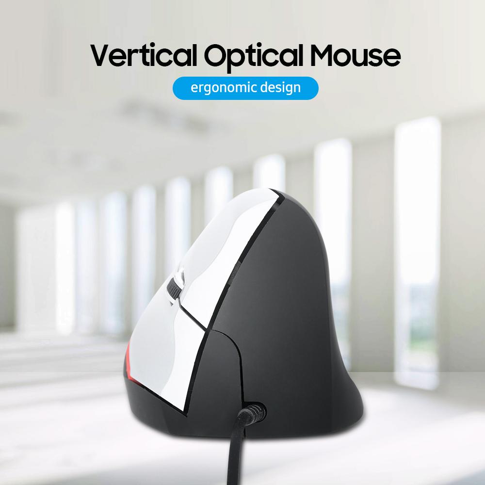 Vertikale kabelgebundene Maus, ergonomische optische 3-Tasten-Gaming-Büromaus für PC/Laptop, Schwarz