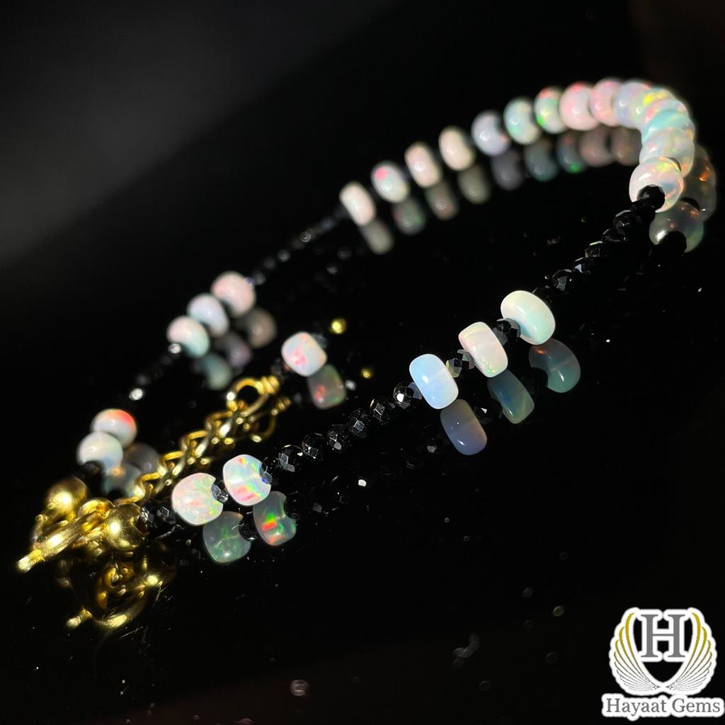 Bracciale in opale Welo etiope: Fuoco Arcobaleno, Gioielli in Argento Sterling 925 con Perline