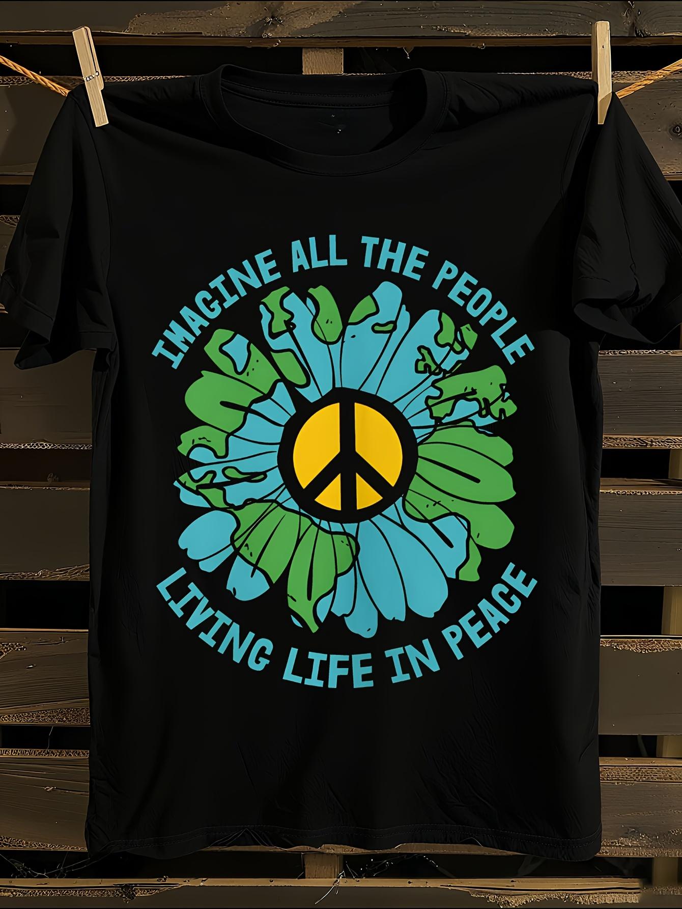 Unisex Black Imagine All The People Living Life In Peace... S