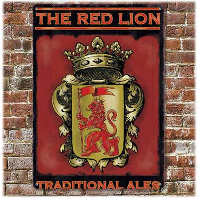 [R1783] - Retro Metal Sign 'The Red Lion' Vintage Red - 20x15 Cm