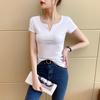 2023 Women's Korean Style Slim Fit Solid Color Short Sleeve T-shirt
