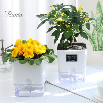 Selbstbewässernder Blumentopf mit Abflusslöchern, hohe Festigkeit, wiederverwendbar, pflegeleicht, sichtbarer Wasserbehälter, Pflanztopf für drinnen und draußen, Blumenvase