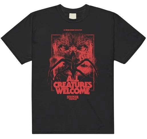 Men s 2XL Stranger Things All Creatures Welcome Poster T-Shirt 3XL