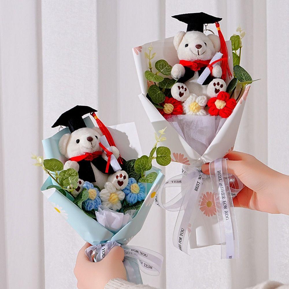 Stuffed Little Bear Doll Bouquet Cartoon Simulated Bear Doll Bouquet  Graduation Gifts