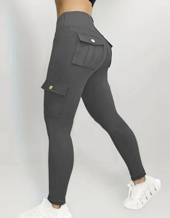 Women s European-American Multi-Pocket Yoga Cargo Pants - High Elasticity, Hot-Selling L серый