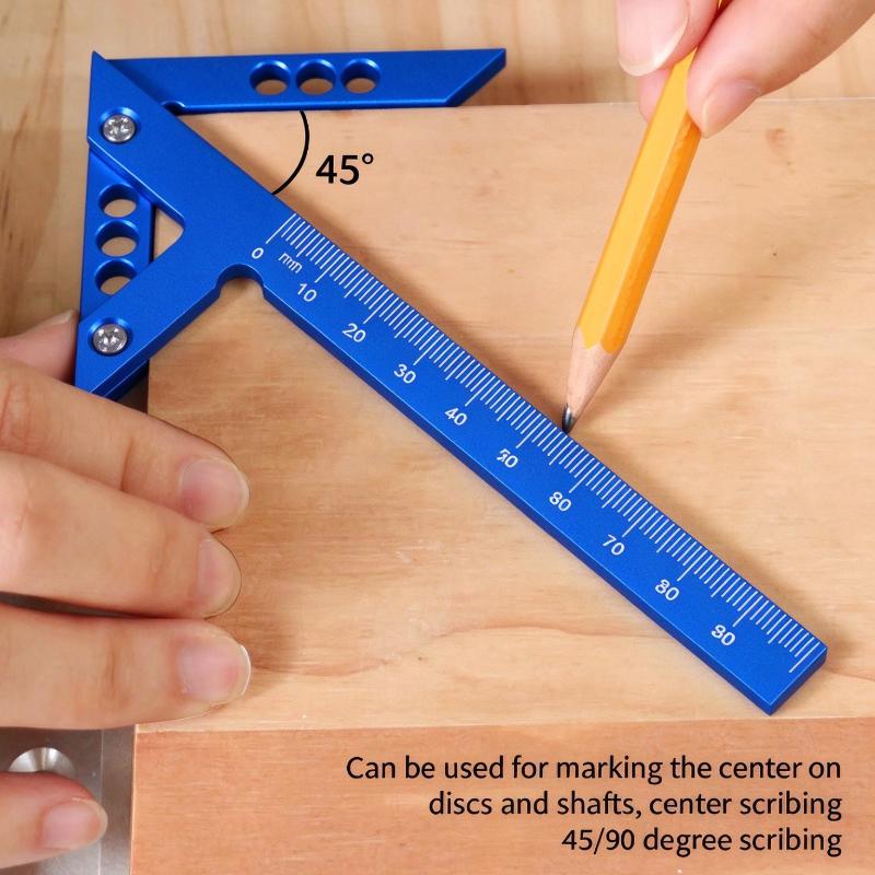 1Pcs 45°/90° Angle Ruler Aluminum Alloy Center Finder Line Gauge & Angle Marking Ruler For Carpenter Marking Measurement Tool