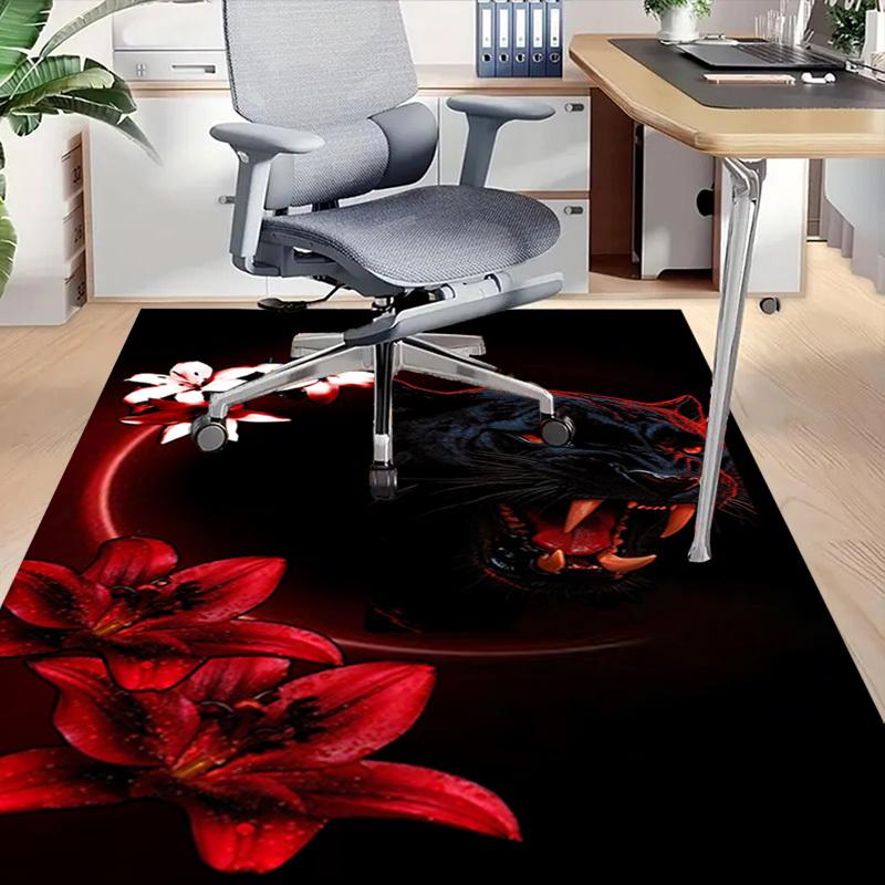 1pc Panther Flowers Carpet Anti Slip Polyester Floor Mat for office,Bedroom