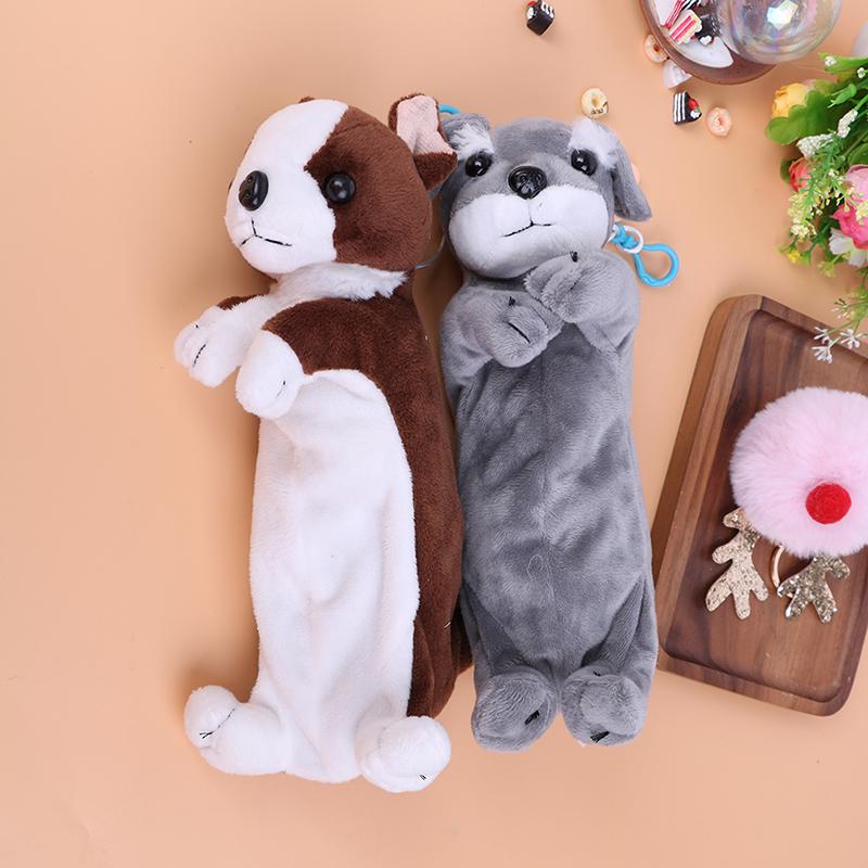 Cartoon Plush Pencil Case Plush Dog Pencil Bags For Kids Stationery Pencil Box