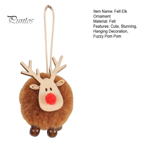 Reusable Christmas Hanging Pendants Felt Elk Ornaments, Cute Fuzzy Pom Reindeer Charming Deer Figurines for Seasonal Decor Pendant, Holiday