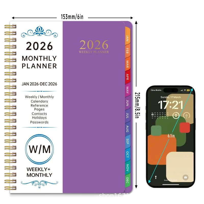 Agenda Planificator 2026 Cu Etichete Index Spirală Format A5 Jurnal 365 Zile Planificator Muncă Birou Program Blocnotes Programar Programar Rechizite