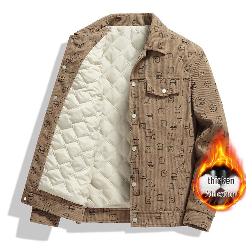 Plus Size Men's Trendy Corduroy Jacket - Spring/Autumn 2025, Loose Fit