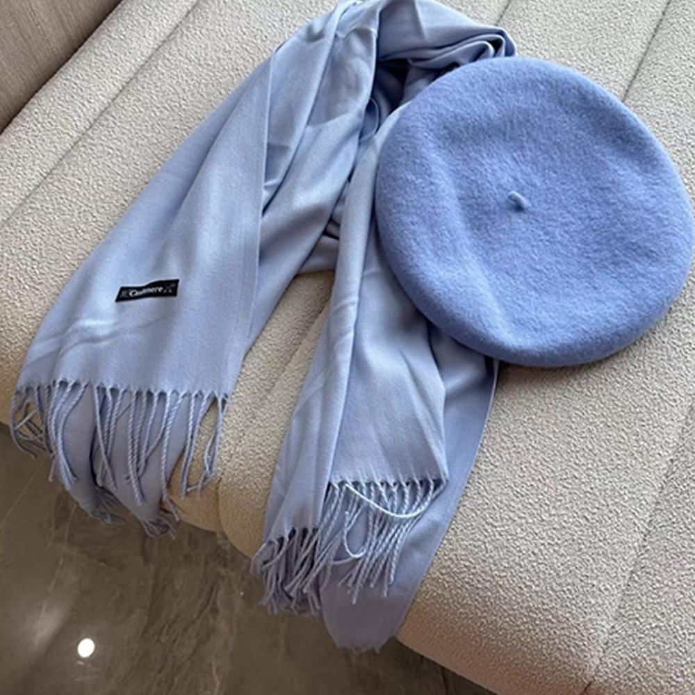 

2026Wool French red beret stylish and fashionablewomen swool bud hat Korean retro red scarf New Year hat painter shatbéret femme M56-58