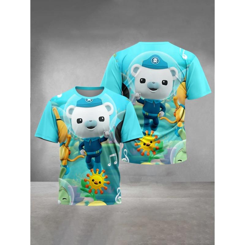 Summer Round Neck 3D Printed Cartoon O-octonauts Pattern Top Fashionable Casual Short Sleeved Children's Boy T-shirts