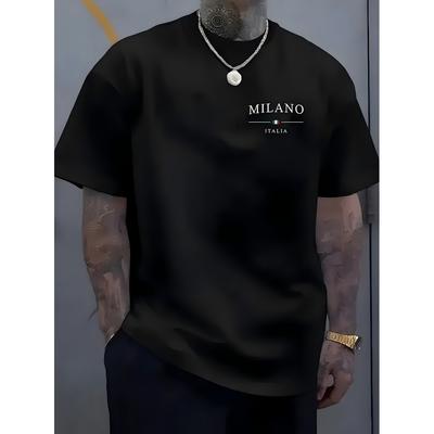 Europäische Größen Lässiges Trendiges T-Shirt für Herren, Kurzärmelig, Vielseitiges Sommer Rundhals