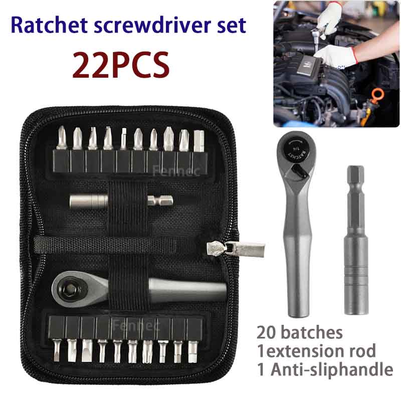 Ratchet Wrench Set 22 in 1 Multifunctional Right Angle Screwdriver Kit Small Mini Ratcheting Screwdriver Combination Set
