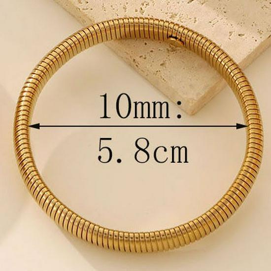 Trendy Gold-Plated Stainless Steel Textured Bracelet - Minimalist European & American Style